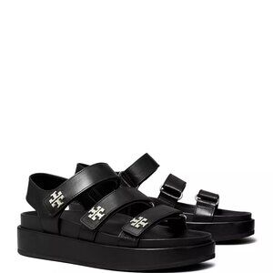 NIB Tory Burch KIRA  Slingback Platform Sport Sandal  BLACK